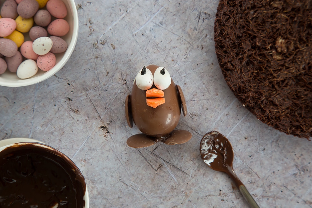 Easter egg chick now with eyes drawn on