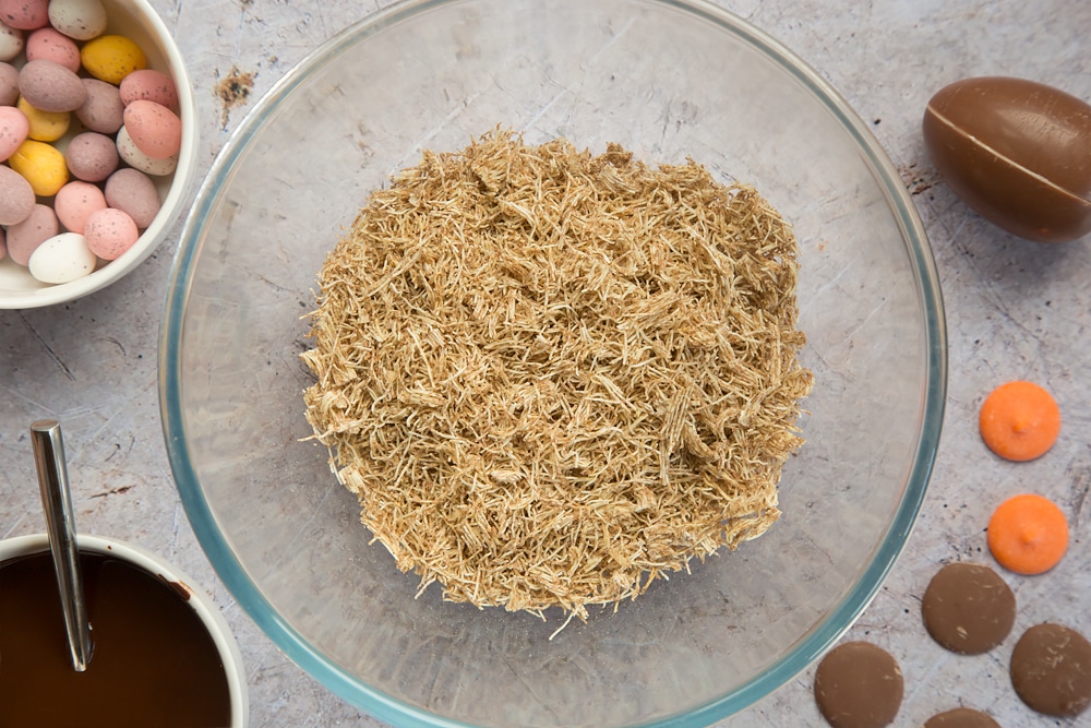 A bowl of shredded wheat - ready for the next step