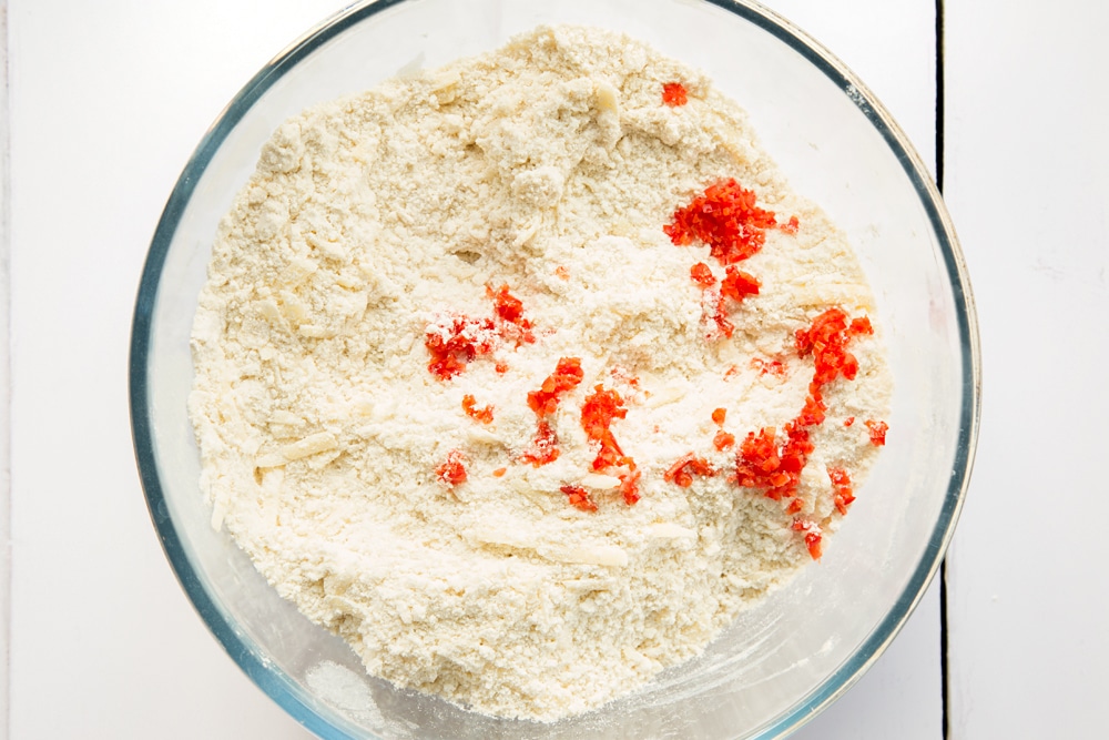 Finely diced chilli is added to the scone mix