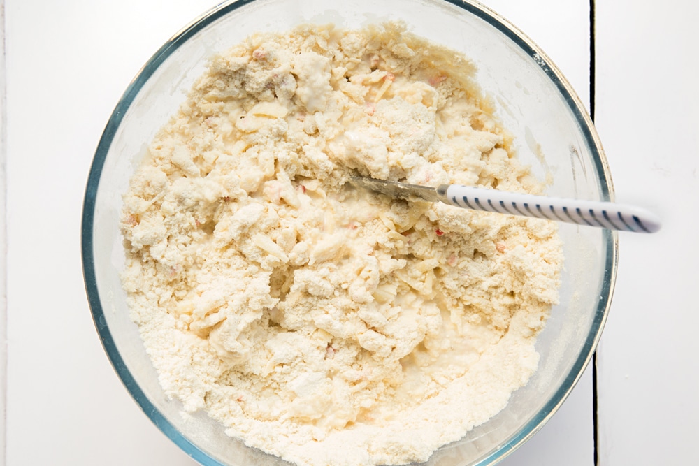 Add milk to the scone mix