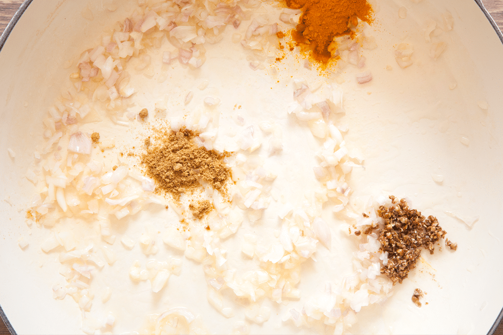 Prepare the spices for your carrot and orange soup