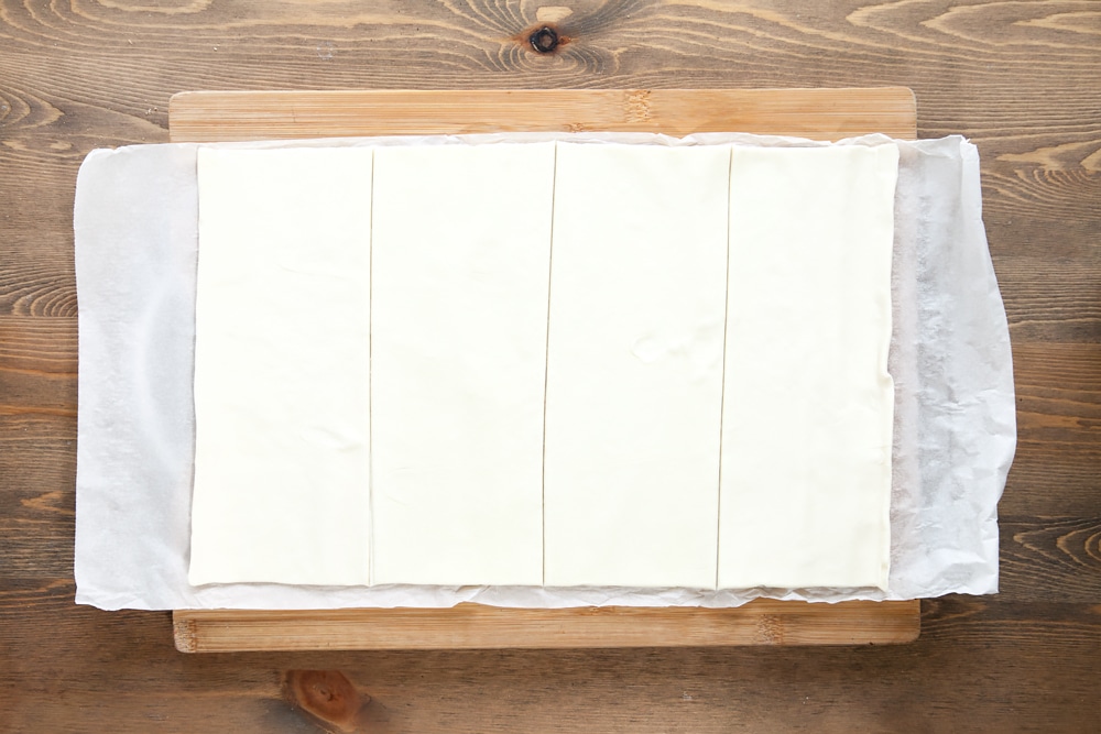 Making four pastry parcels