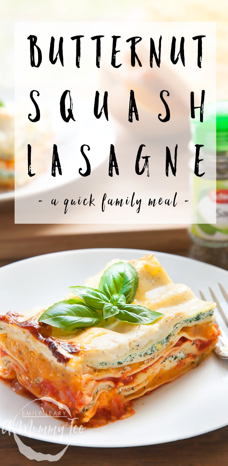 Butternut squash, spinach and ricotta lasagne - a quick family meal that's wonderful in the colder months! #recipe #lasagne