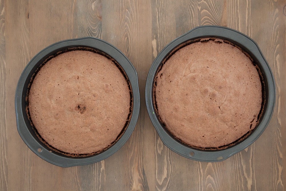 Once baked we need to ensure the cake mix has completely cooled before moving onto the next step. Here are the two cake tins with the mixture. I'm waiting for them to cool before making the kitty cake pops.
