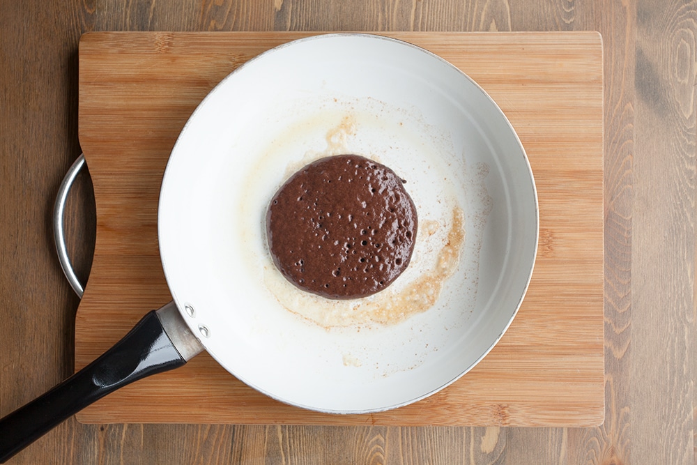 Frying a black forest pancake