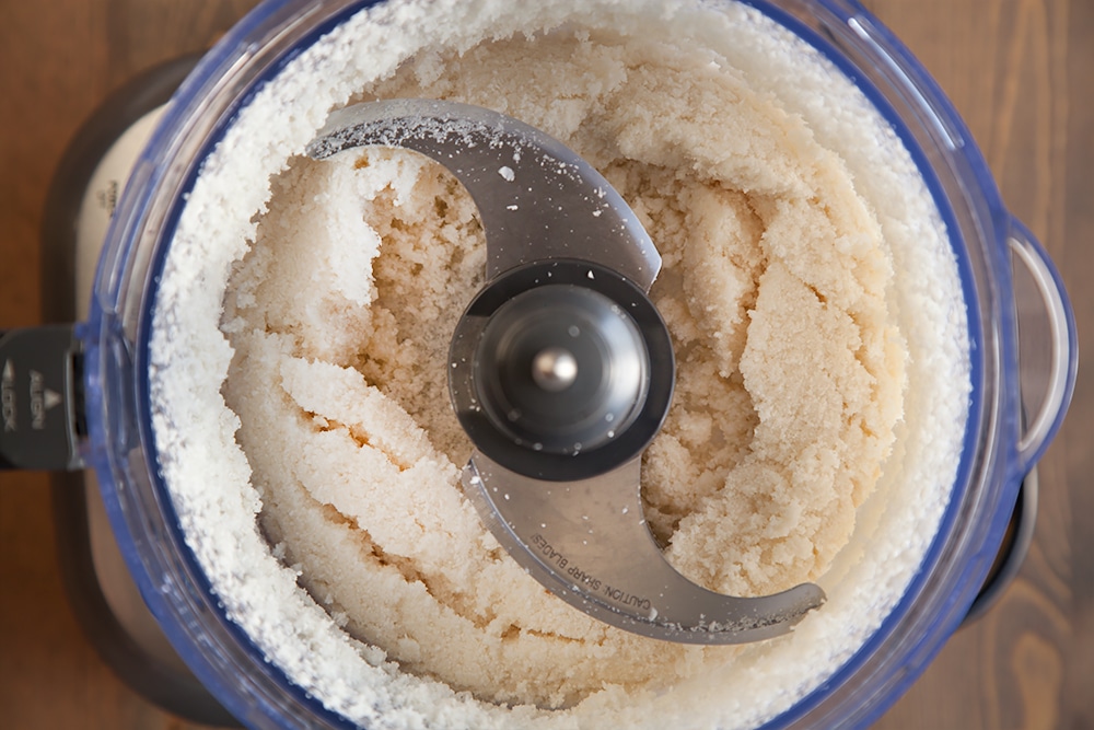 Preparing the cauliflower for the crust in a food processor