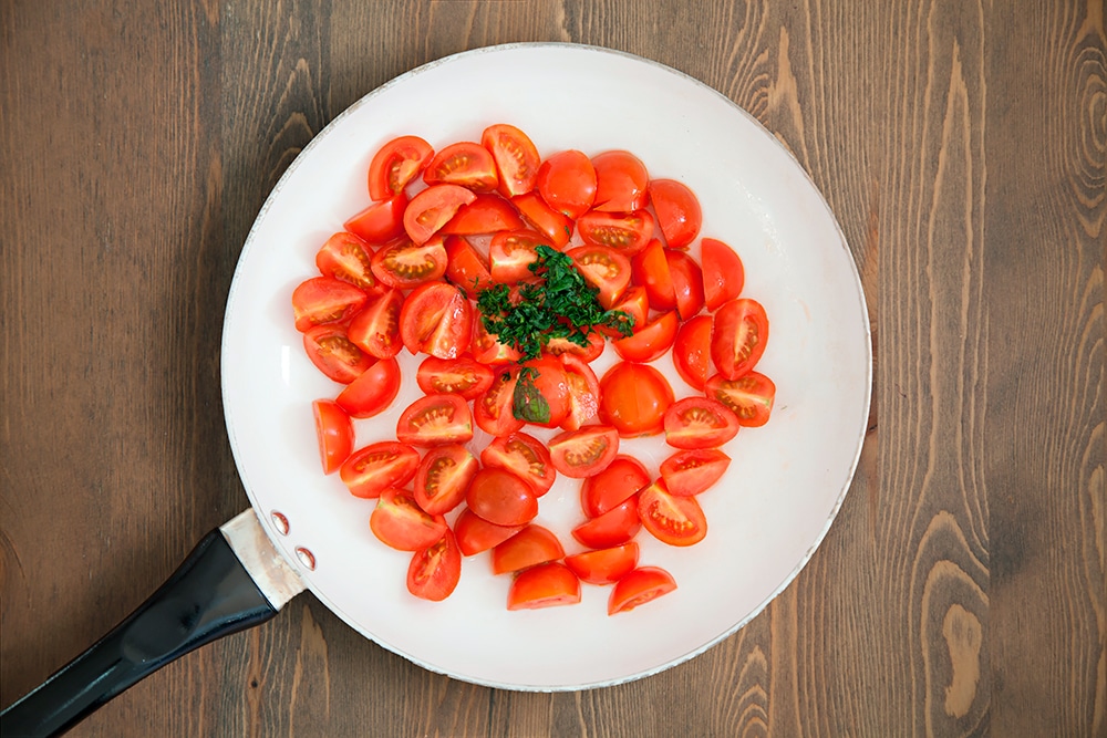 Sliced tomatoes, ready to make the pizza sauce