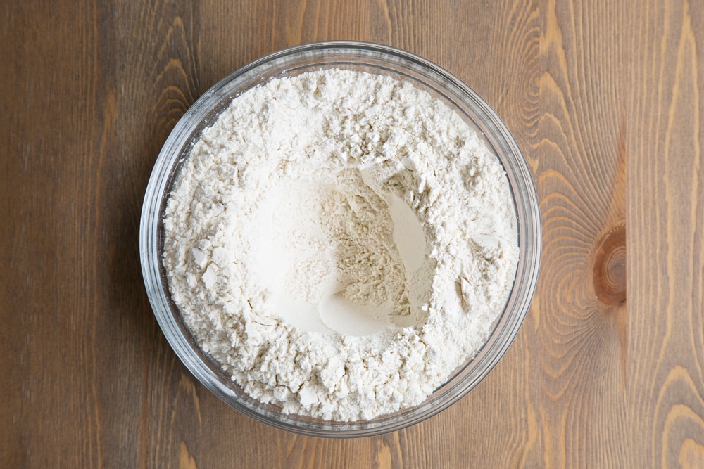 To continue making your tortillas, make a well in the dry ingredients