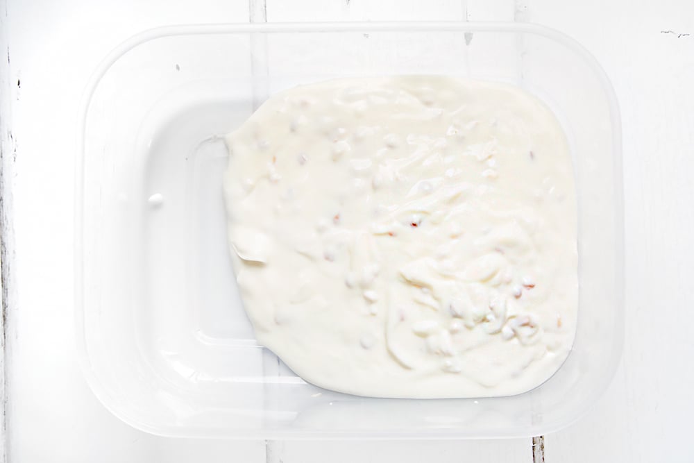 Pour the Onken Plain Grain into a tub and freeze