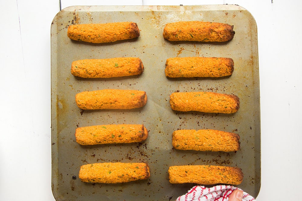 Freshly baked no waste veggie sausages