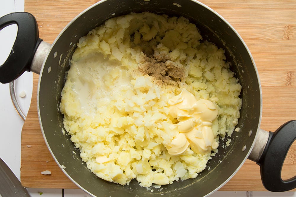 Preparing this delicious no waste root mash