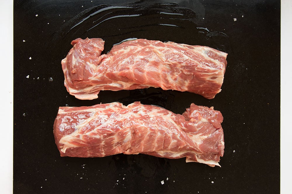 Preparing the Welsh Lamb, an essential part of this lamb wrap recipe