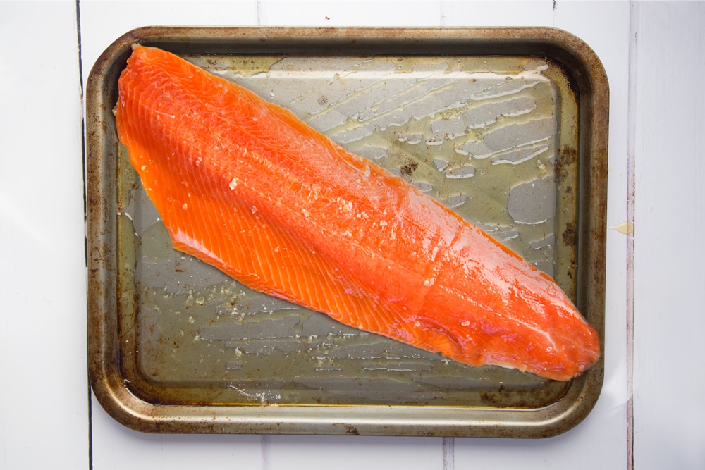 Preparing the Alaska salmon fillet