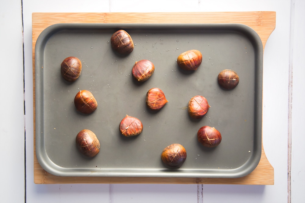 Chestnuts baked in the oven