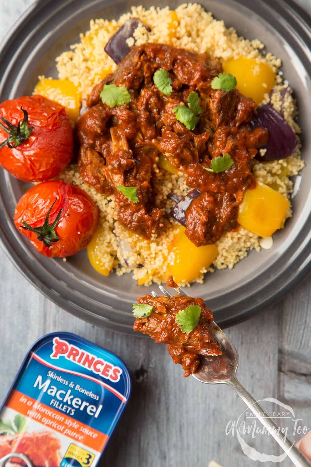 Enjoy this delicious Moroccan-style mackerel vegetable couscous featuring Princes Mackerel Fillets in a Moroccan Style Sauce with Apricot Purée