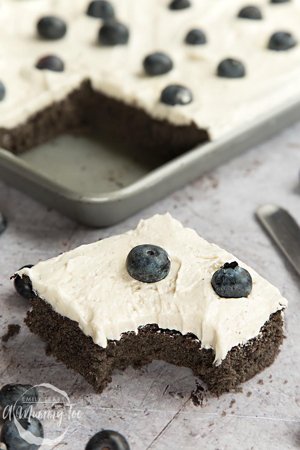 Black velvet sheet cake with a classic velvet frosting
