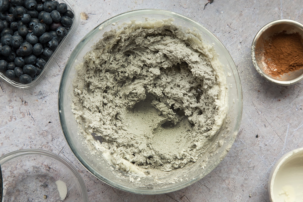 The black velvet sheet cake batter, turning grey