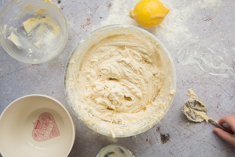 The sponge mix, before lemon rind is added to add flavouring