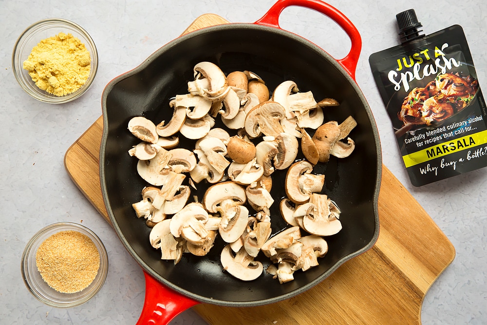 Mushrooms in a pan ready to sautee
