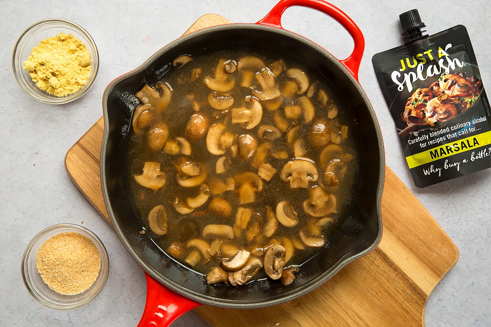Preparing the creamy marsala mushrooms