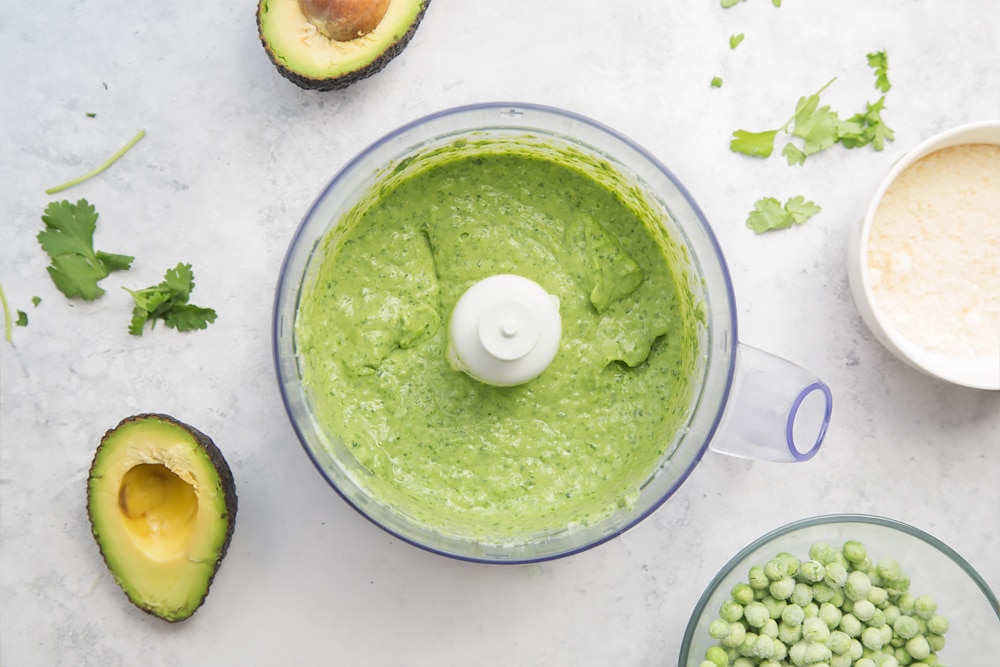 The blended green pasta sauce