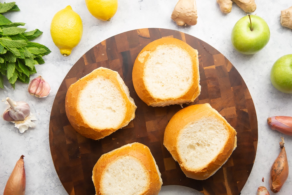 Cut the top off your crusty rolls