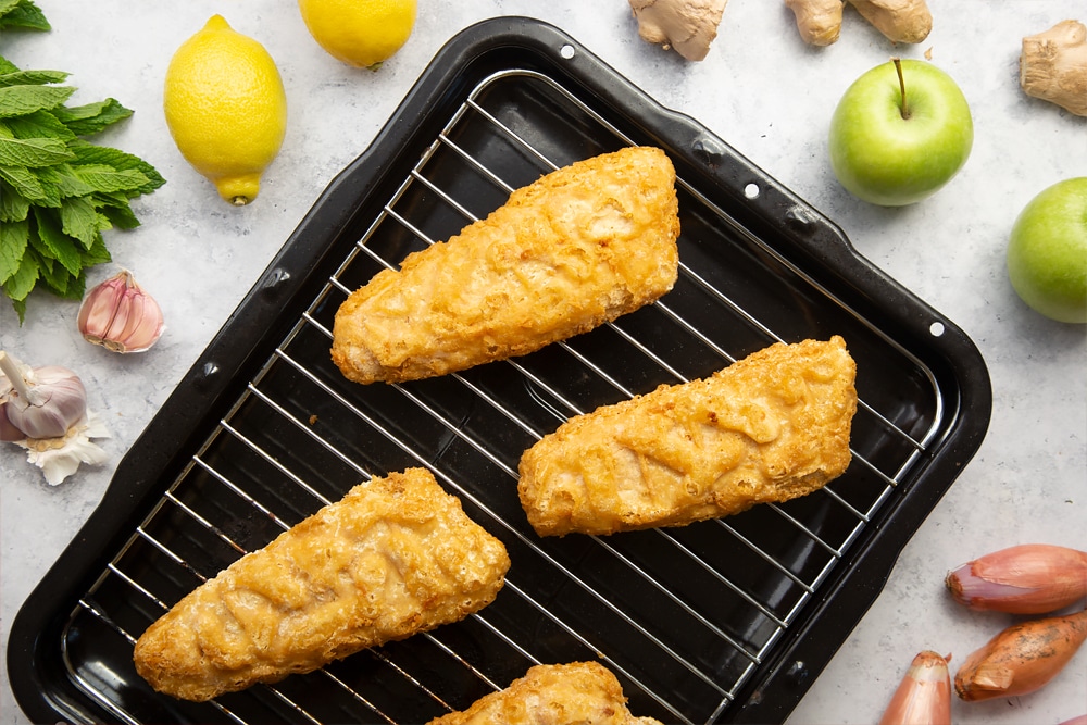 Young's cod fillets on a baking tray