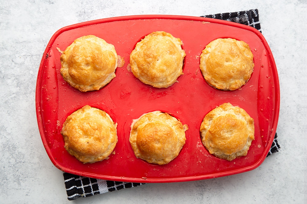 Freshly baked creamy tofu and vegetable vegan mini pies