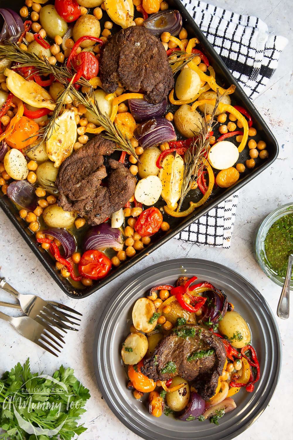 This lamb steak and veg sheet pan meal is easy to make and delicious