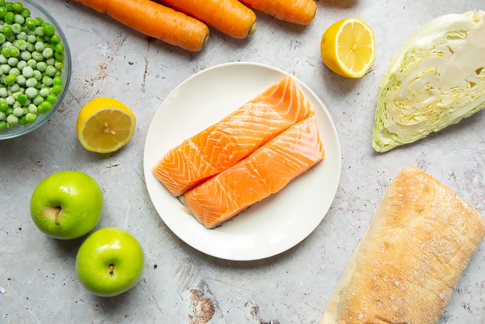 Responsibly sourced salmon fillets on a plate