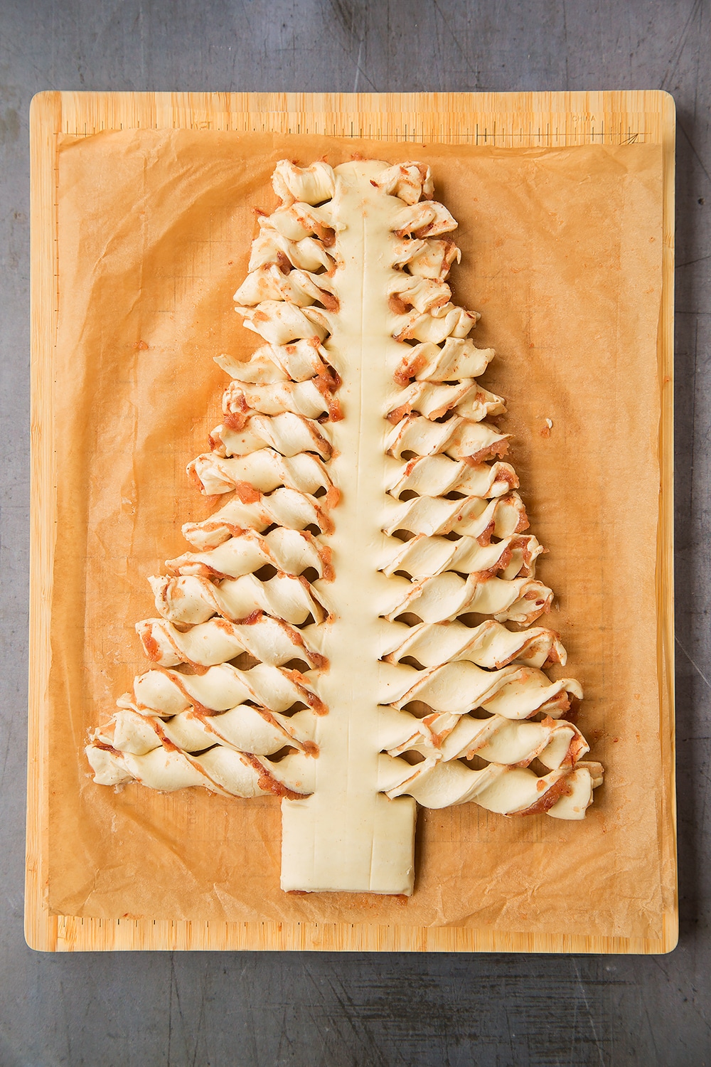 Twist the tree branches to create this puff pastry Christmas tree