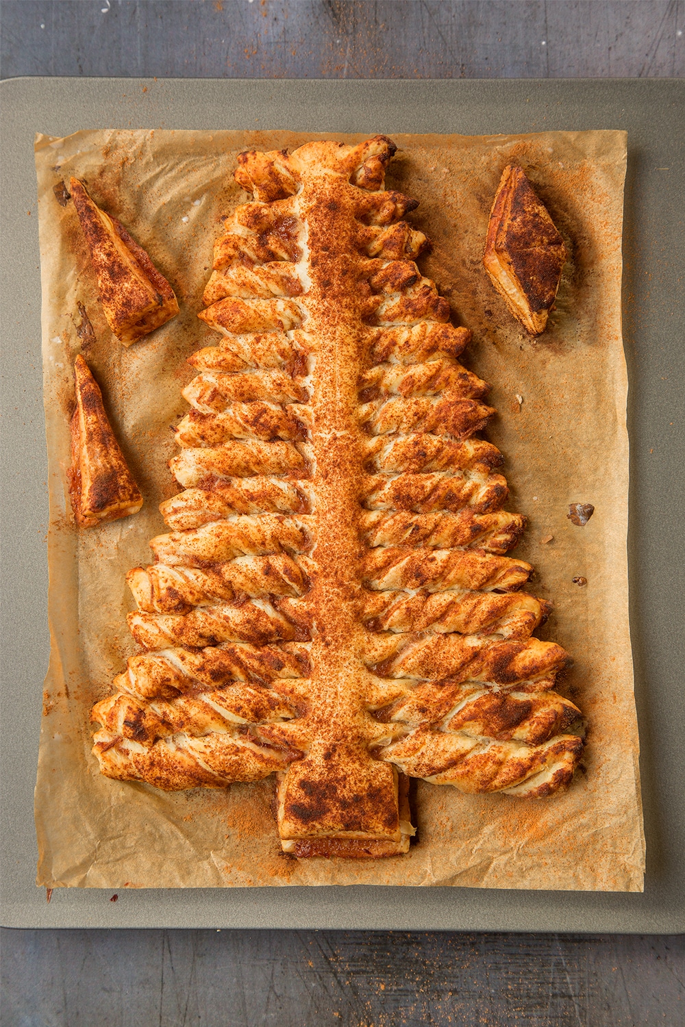 Bake your puff pastry Christmas tree until gently golden
