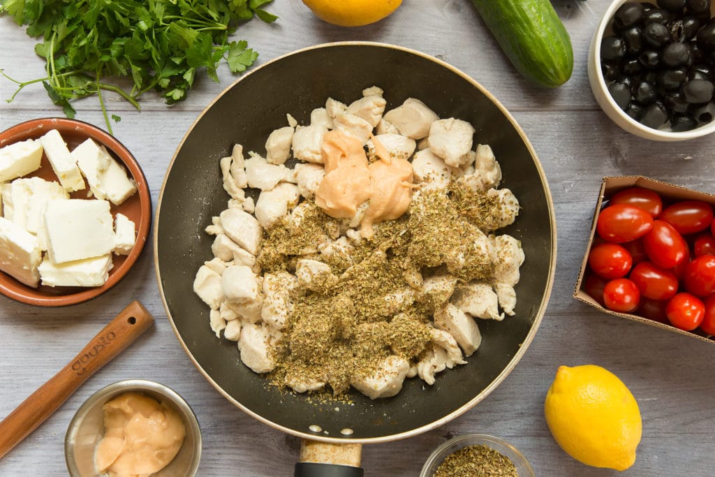 Seasoning the diced chicken