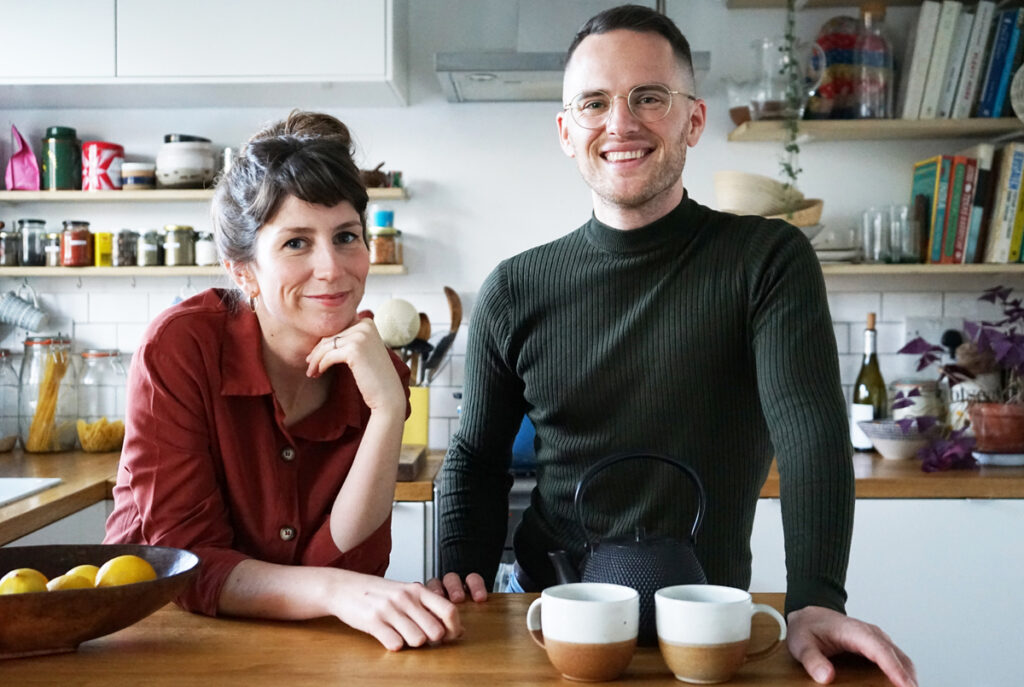 David Atherton and Rachel Stubbs standing together in a kitchen.