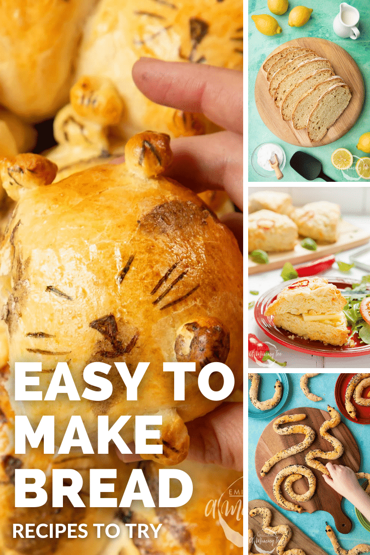 Combination of four images of different bread recipes used to promote the bread category page.