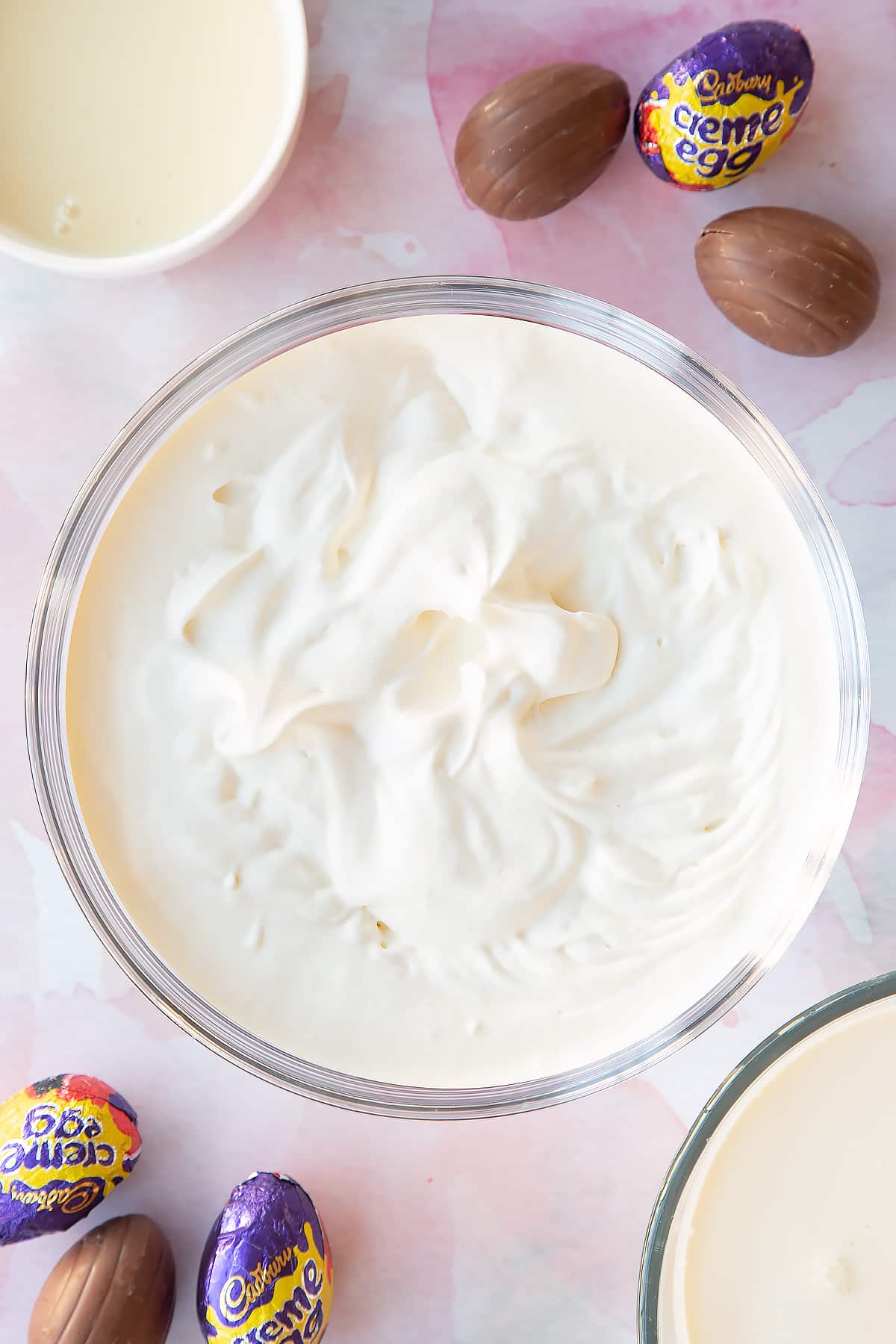 Whipped cream in a bowl.