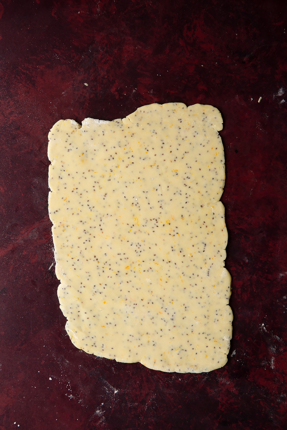 Small amount of vegan pastry rolled out thinly.