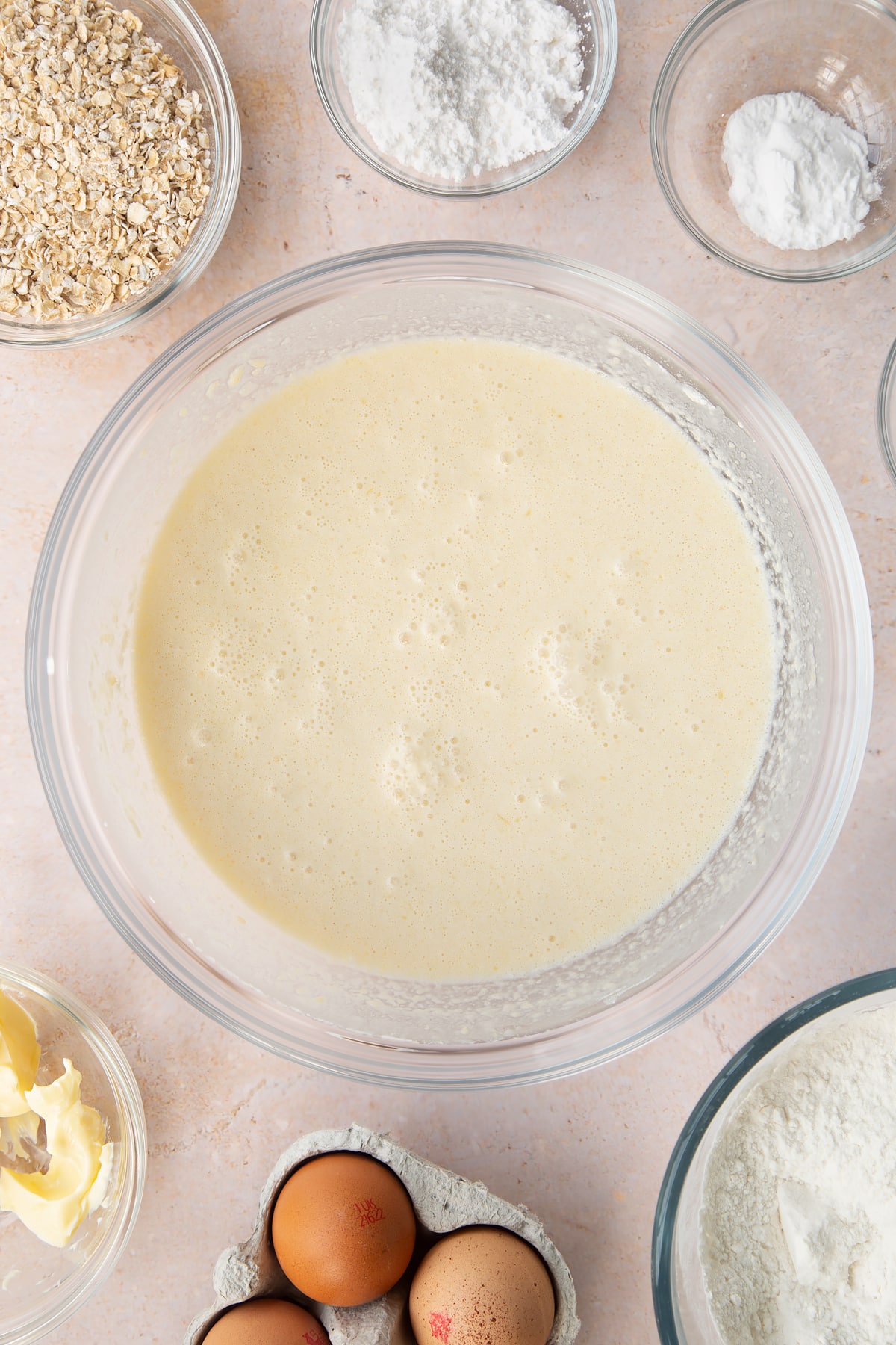Gluten free crepe batter in a bowl.