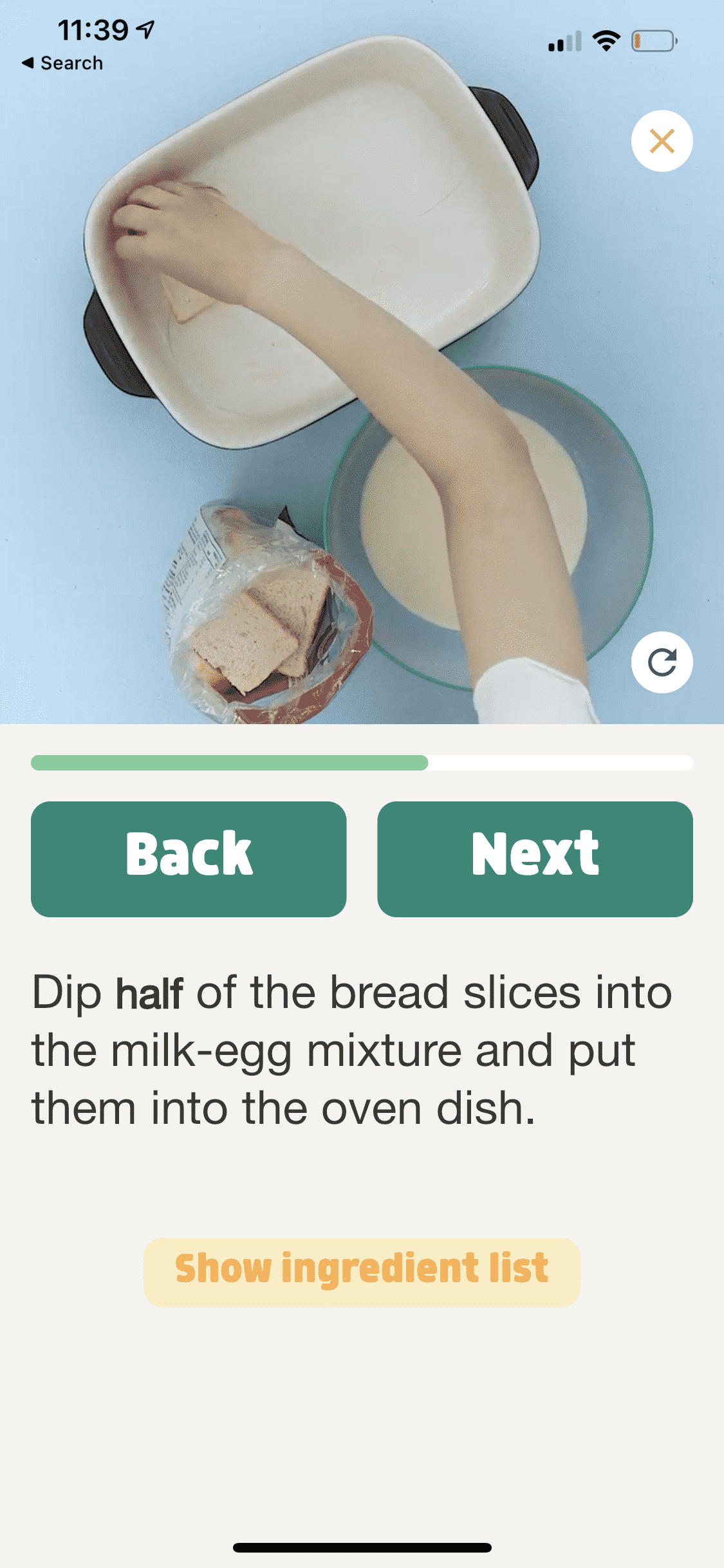 Screenshot from the Carrot Kitchen mobile application.