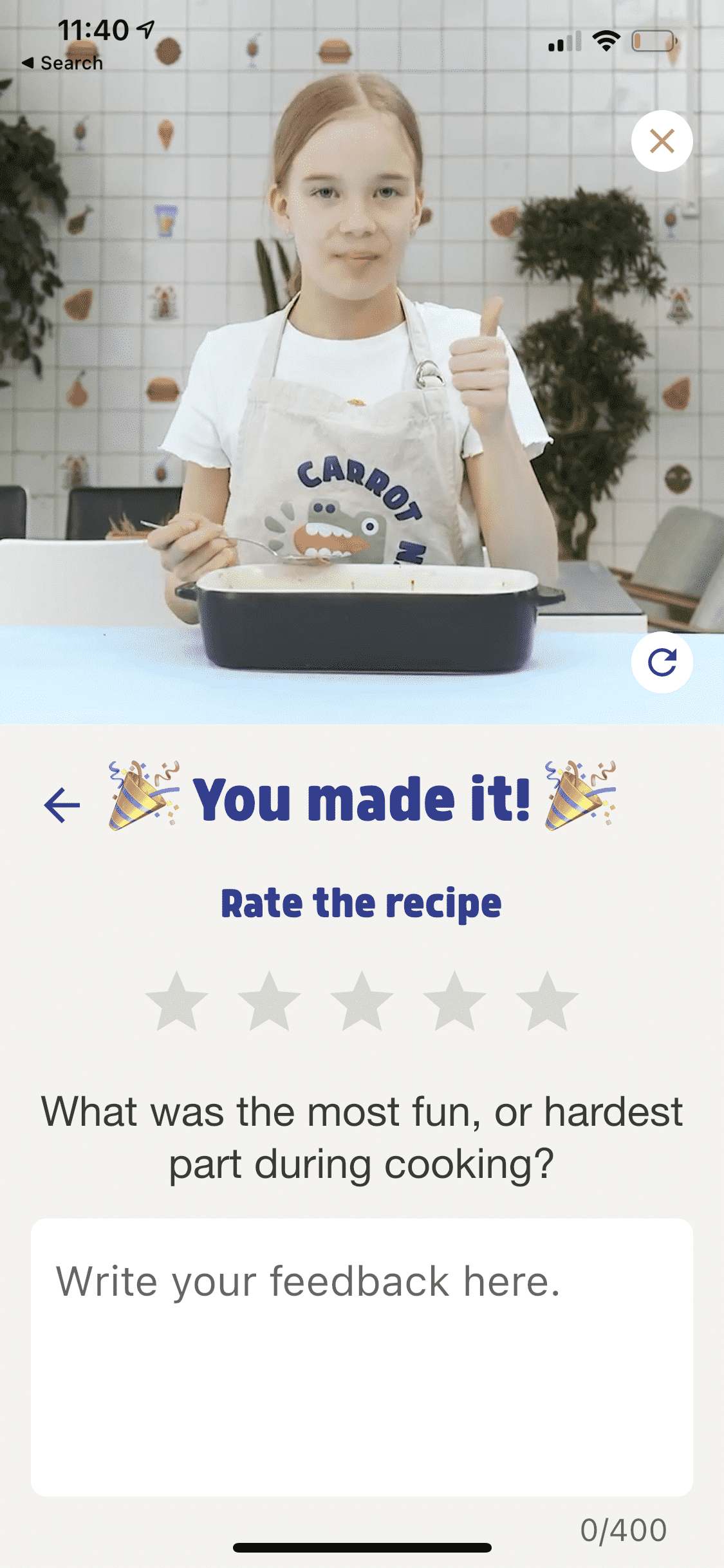 Screenshot of the finished Carrot Kitchen instructions.