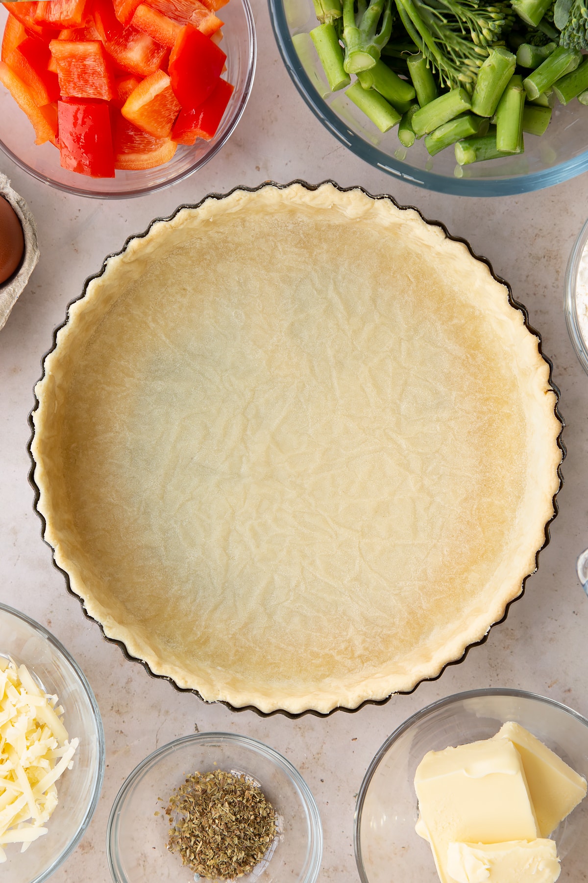 Overhead shot of the pastry having been in the oven for 15 minutes.