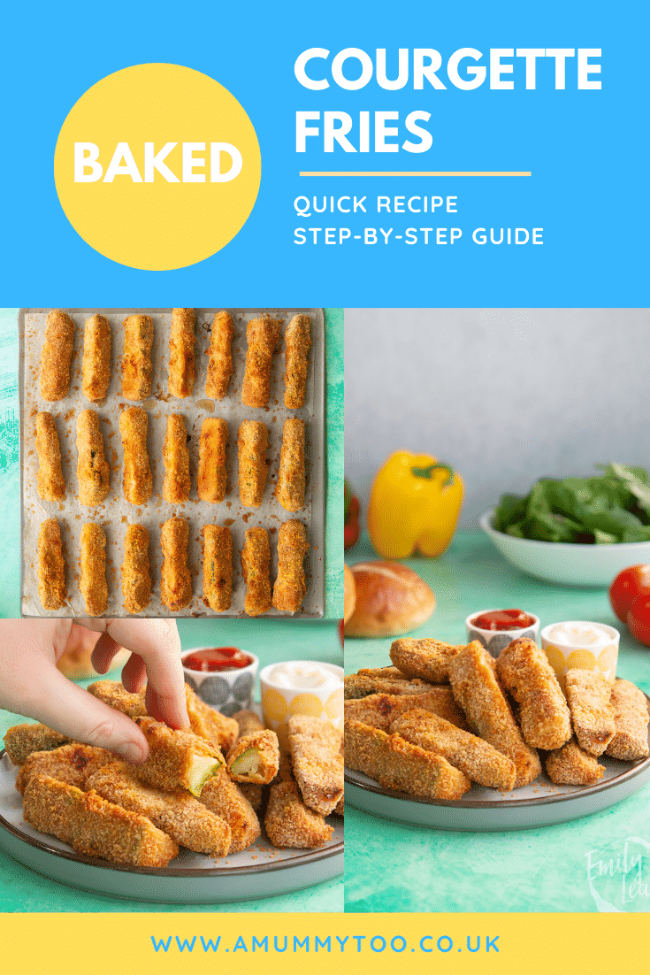 Pinterest image for baked courgette fries.