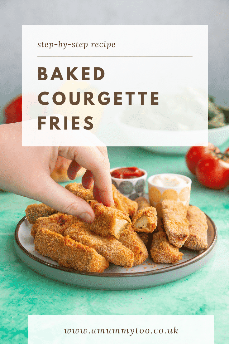 Pinterest image for baked courgette fries.