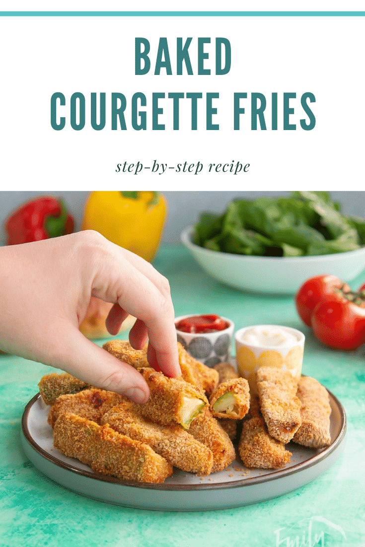 Pinterest image for baked courgette fries.