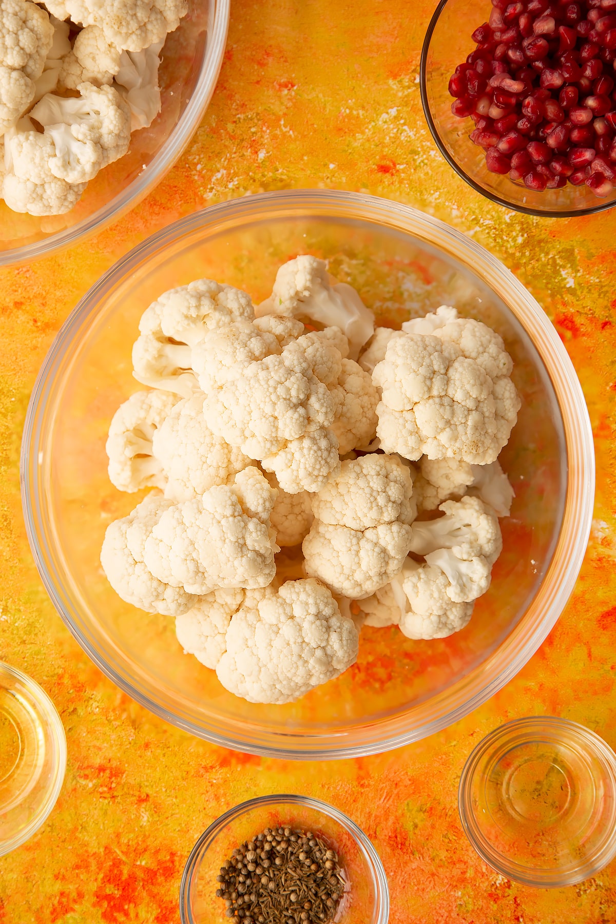 Cauliflower in a mixing bowl.