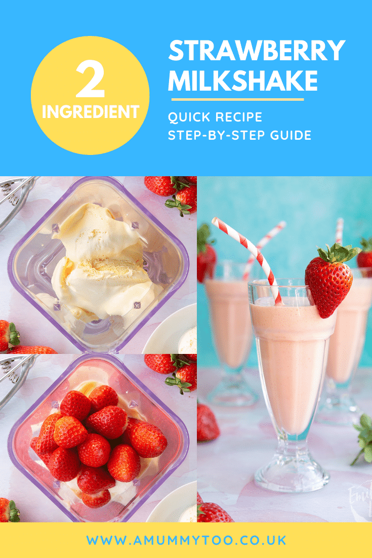 Pinterest image for ice cream strawberry milkshake.