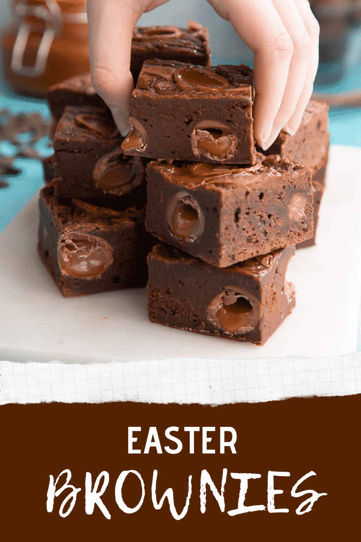 Pinterest image for the easter brownies.