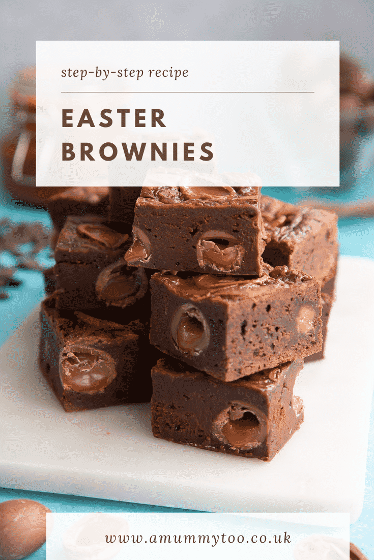 Pinterest image for the easter brownies.