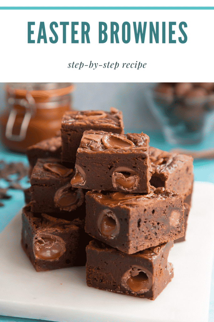 Pinterest image for the easter brownies.