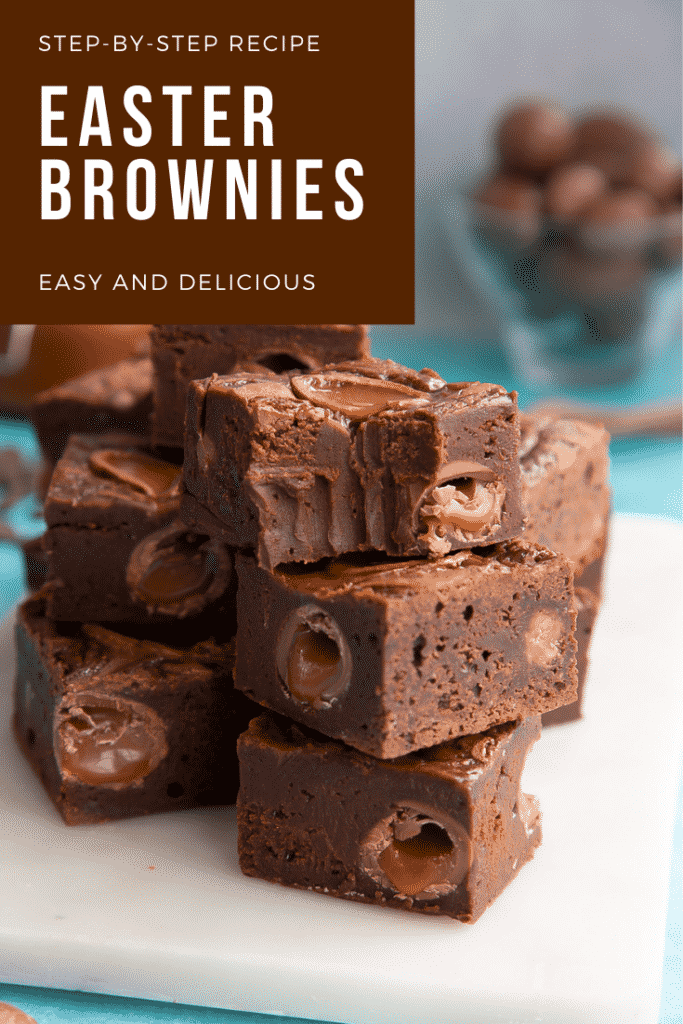 Pinterest image for the easter brownies.